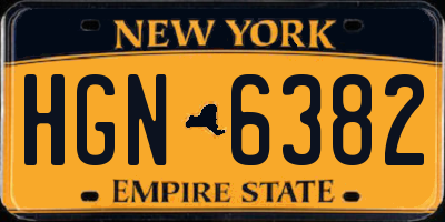 NY license plate HGN6382