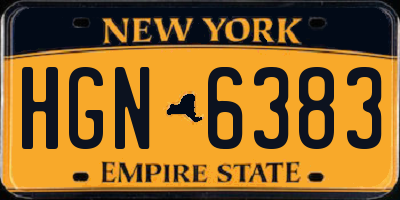 NY license plate HGN6383