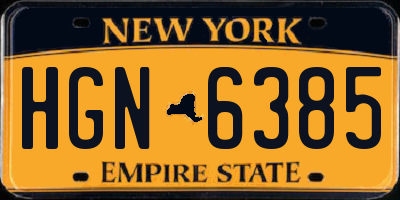 NY license plate HGN6385