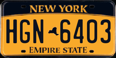 NY license plate HGN6403