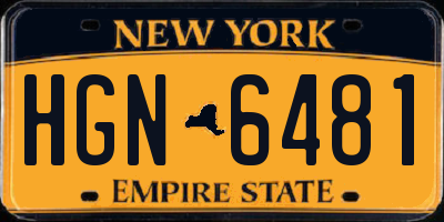 NY license plate HGN6481