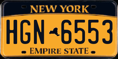 NY license plate HGN6553