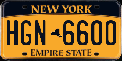 NY license plate HGN6600