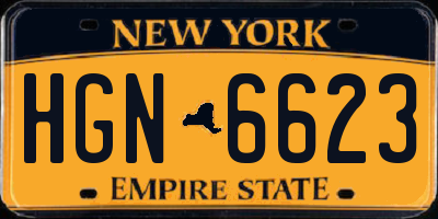 NY license plate HGN6623