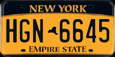 NY license plate HGN6645