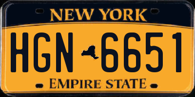 NY license plate HGN6651