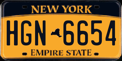 NY license plate HGN6654