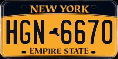 NY license plate HGN6670