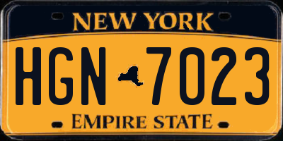 NY license plate HGN7023