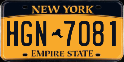 NY license plate HGN7081