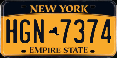 NY license plate HGN7374