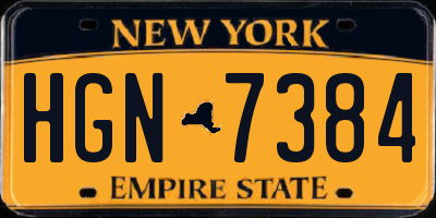 NY license plate HGN7384