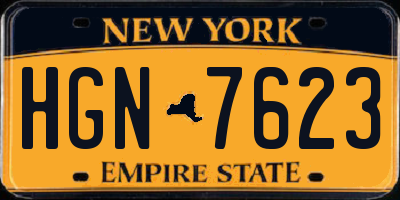 NY license plate HGN7623