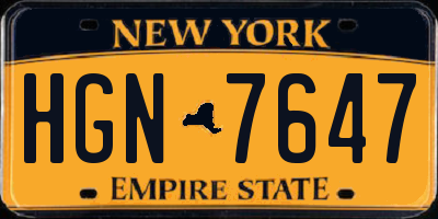 NY license plate HGN7647