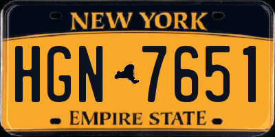 NY license plate HGN7651