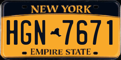 NY license plate HGN7671