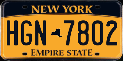 NY license plate HGN7802