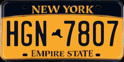 NY license plate HGN7807