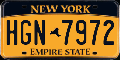 NY license plate HGN7972