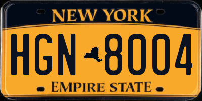 NY license plate HGN8004