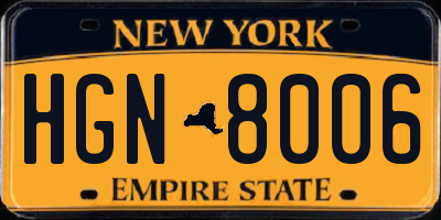 NY license plate HGN8006