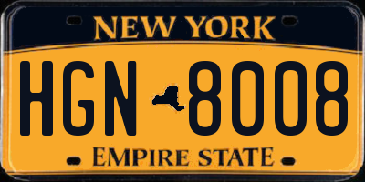 NY license plate HGN8008