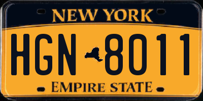 NY license plate HGN8011