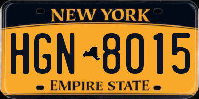 NY license plate HGN8015