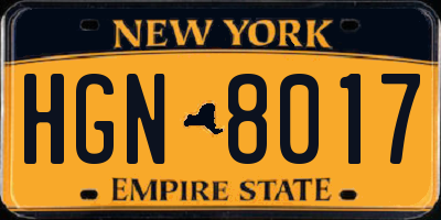 NY license plate HGN8017