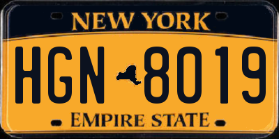 NY license plate HGN8019