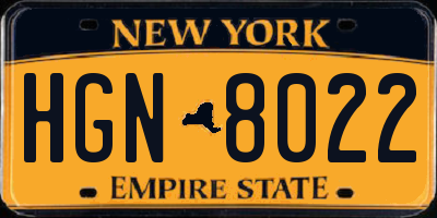 NY license plate HGN8022