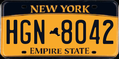 NY license plate HGN8042