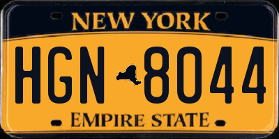 NY license plate HGN8044