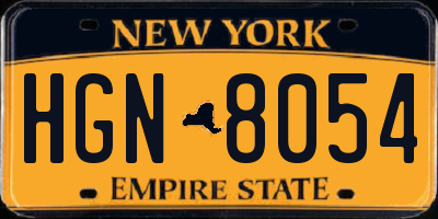 NY license plate HGN8054
