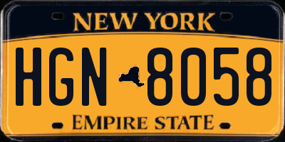 NY license plate HGN8058