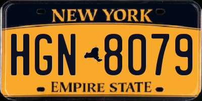 NY license plate HGN8079