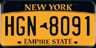 NY license plate HGN8091