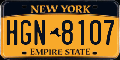 NY license plate HGN8107