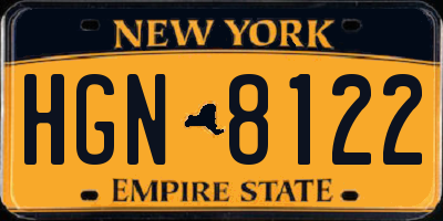 NY license plate HGN8122