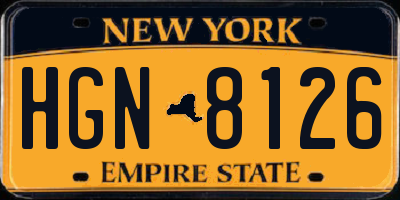 NY license plate HGN8126