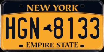 NY license plate HGN8133