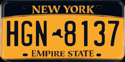 NY license plate HGN8137