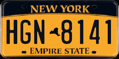 NY license plate HGN8141