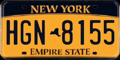 NY license plate HGN8155