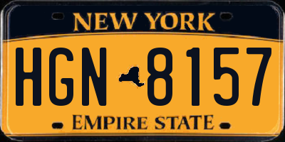 NY license plate HGN8157