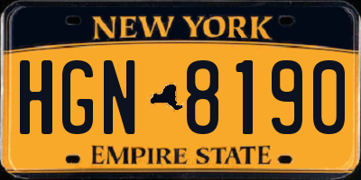 NY license plate HGN8190