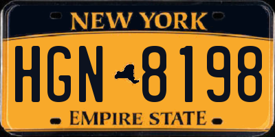 NY license plate HGN8198