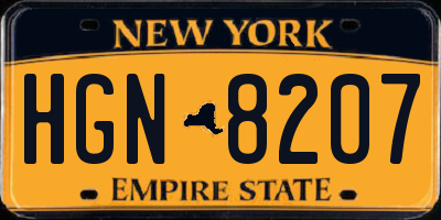 NY license plate HGN8207