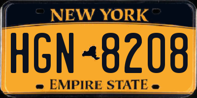 NY license plate HGN8208