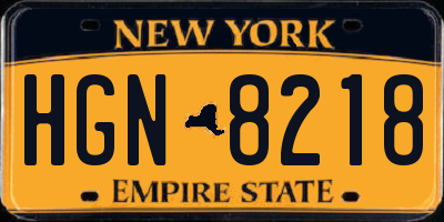 NY license plate HGN8218